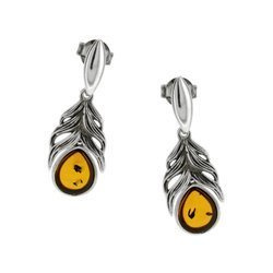 Silver earrings with amber