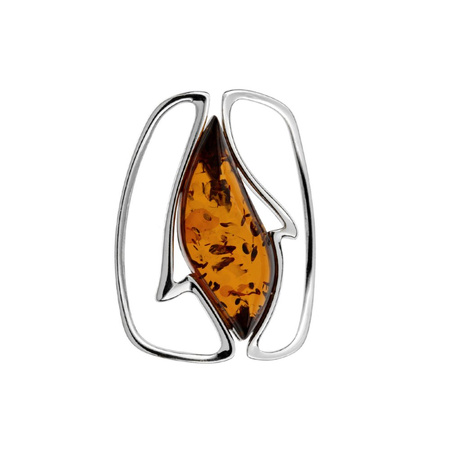 Silver pendant with amber