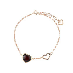 Silver bracelet with amber - heart