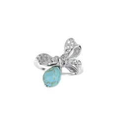 Silver ring with turquoise - bow