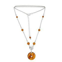 Silver necklace with amber