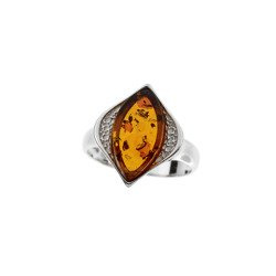 Silver ring with amber