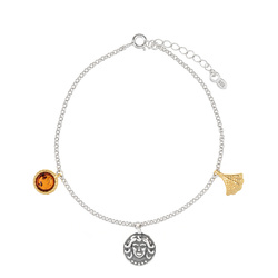 Silver bracelet with amber