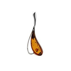 Silver pendant with amber