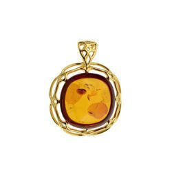 Silver pendant with amber