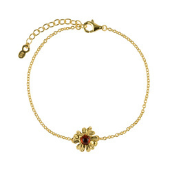 Silver bracelet with amber - daisy