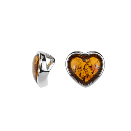 Silver pendant with amber- heart