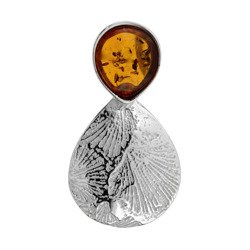 Silver pendant with amber