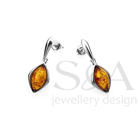 Silver earrings with amber