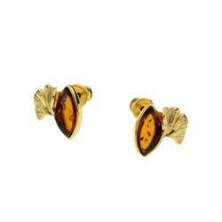 Silver earrings with amber - Ginkgo