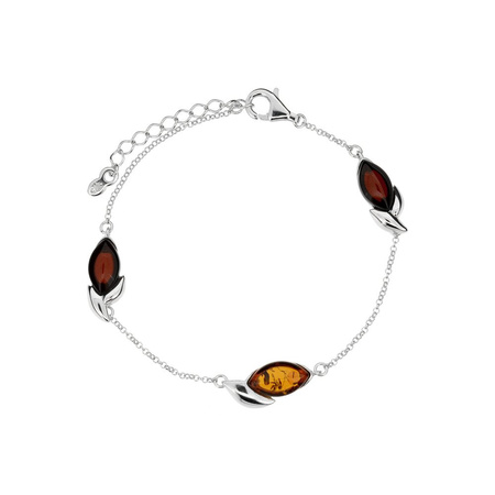 Silver bracelet with amber