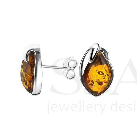 Silver earrings with amber