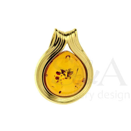 Silver pendant with amber