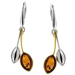 Silver earrings with amber