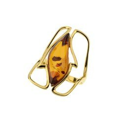 Silver ring with amber