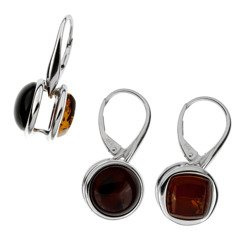 Silver earrings with amber