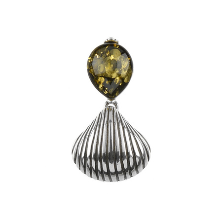 Silver pendant with amber