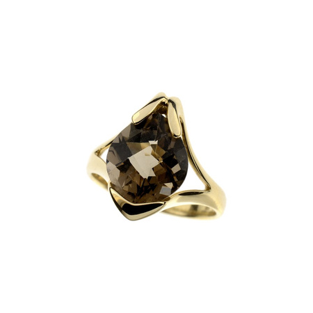 Gold ring with smoky quartz