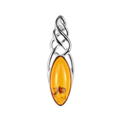 Silver pendant with amber