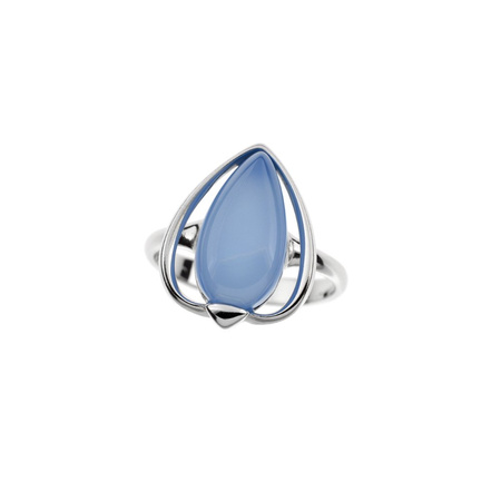 Silver ring with blue agate