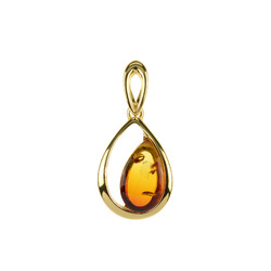 Silver pendant with amber