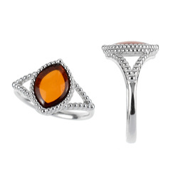 Silver ring with amber