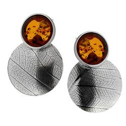 Silver earrings with amber