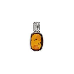 Silver pendant with amber