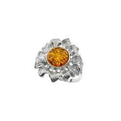 Silver ring with amber