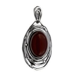 Silver pendant with amber