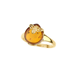 Silver ring with amber