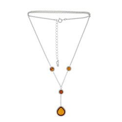 Silver necklace with amber