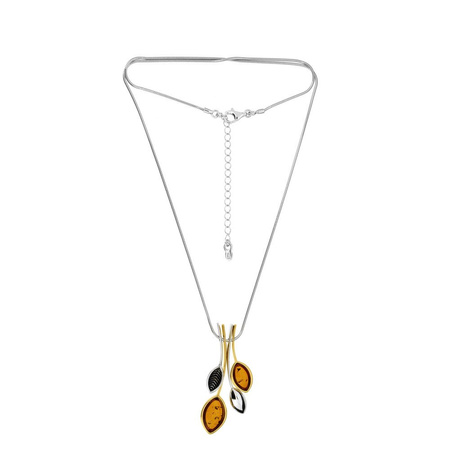 Silver necklace with amber