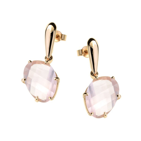 Gold earrings with rose quartz