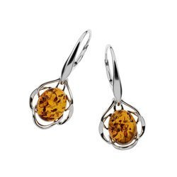 Silver earrings with amber