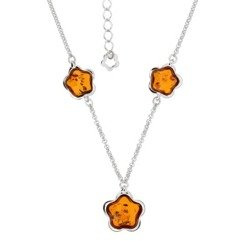 Silver necklace with amber