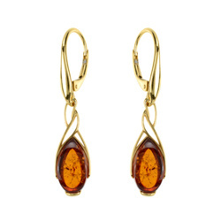 Silver earrings with amber