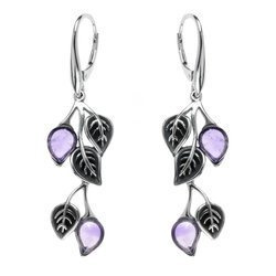 Silver earrings with amethyst