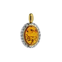 Silver pendant with amber