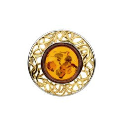 Silver pendant with amber