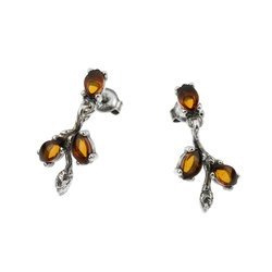 Silver earrings with amber