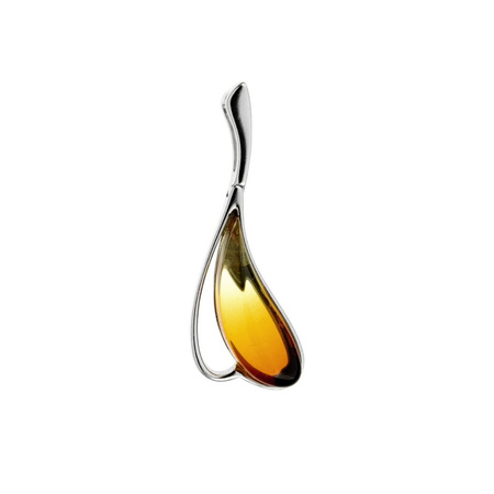 Silver pendant with amber