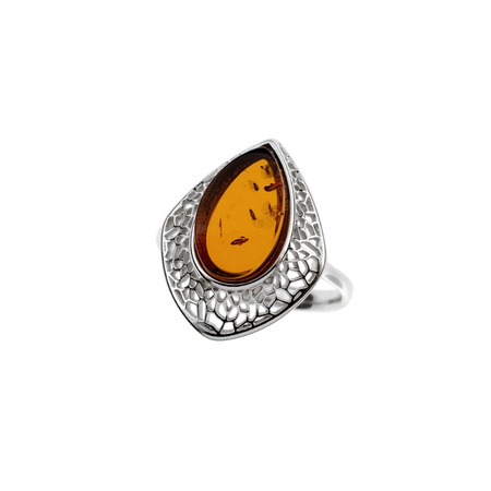 Silver ring with amber