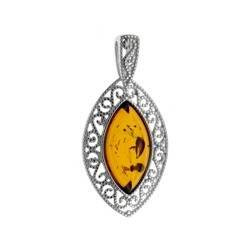 Silver pendant with amber