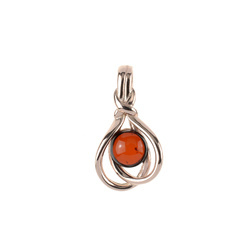 Silver pendant with amber