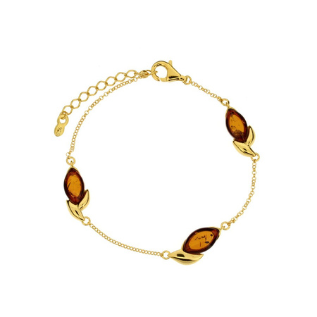 Silver bracelet with amber