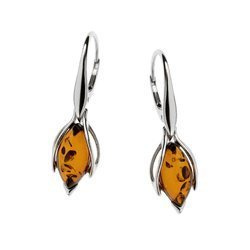 Silver earrings with amber