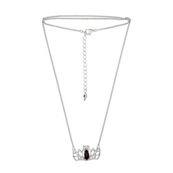 Silver necklace with amber - crown