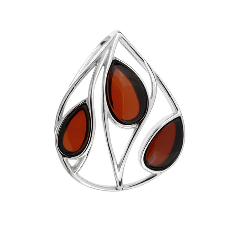 Silver pendant with amber