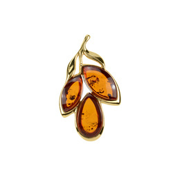 Silver pendant with amber